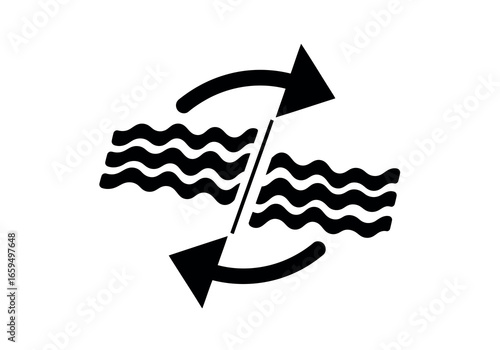 Abstract symbol representing exchange or transition between two opposing elements. vector silhouette.