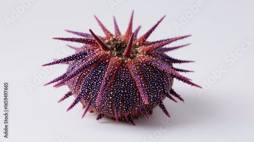 Purple sea urchin on white background