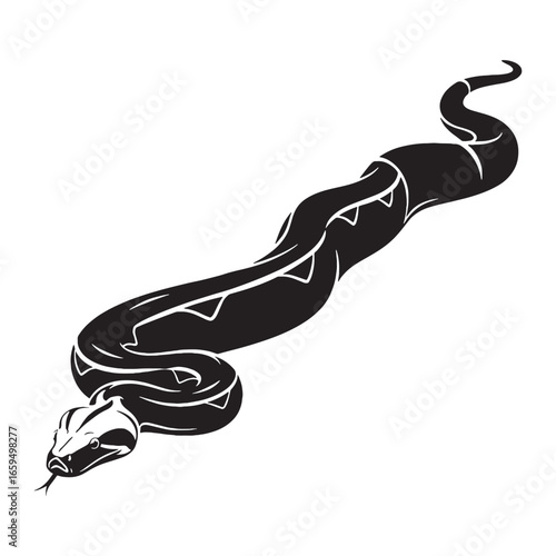 Bold Boa Constrictor Silhouette with Distinct Snake Frame – Boa Constrictor Vector Artwork for Professional Graphics – Black Vector of Boa Constrictor