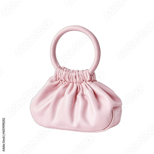 Pink, round handbag with large handle
