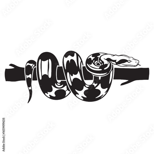 Bold Boa Constrictor Silhouette Featuring Recognizable Serpent Outline – Boa Constrictor Vector Artwork for Print Media – Black Vector of Boa Constrictor