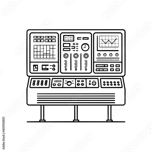 Control panel interface system console technology machine equipment display vector illustration design graphic art
