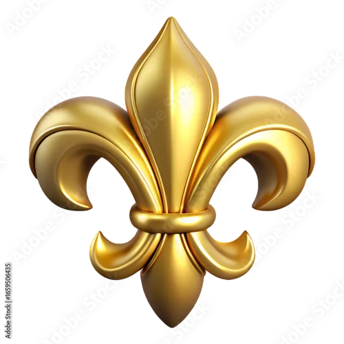 Fototapeta na wymiar Elegant golden fleur de lis emblem isolated on a black background with subtle lighting