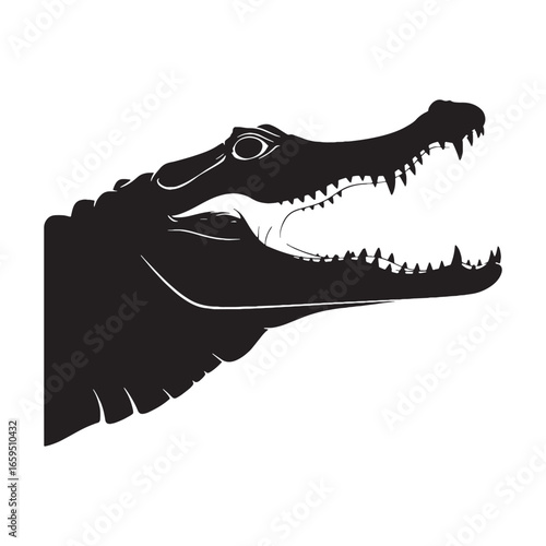 Detailed Caiman Silhouette with Fierce Predator Shape – Vector Artwork for Print and Digital – reptile vector