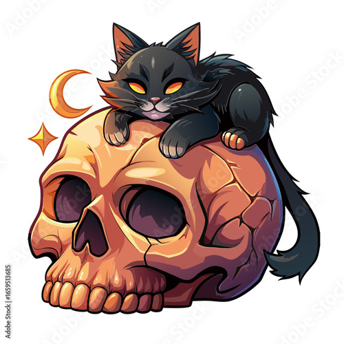 gatto nero su di un teschio 05