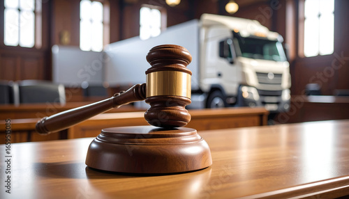 Truck Lawsuit Courtroom Gavel.
