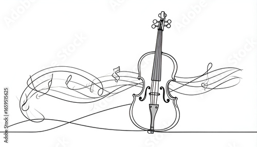Violin Music Notes Line Art.