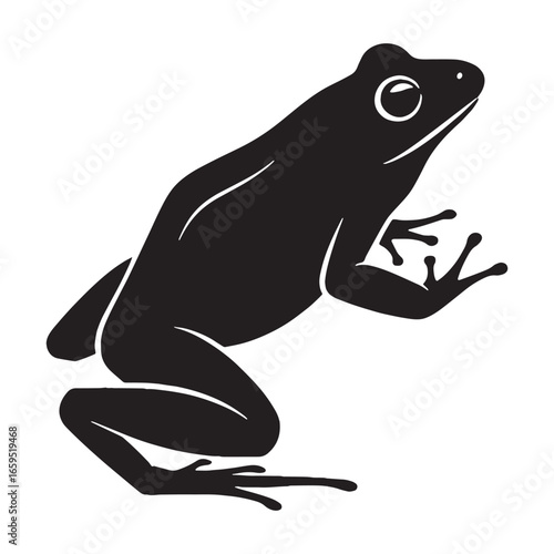 Frog Silhouette Depicting Unique Amphibian Body – Frog Vector Graphic for Modern Applications – Black Vector of Frog