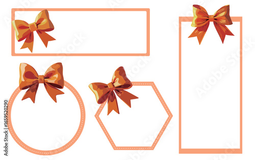 4 bright orange bow label illustration designs