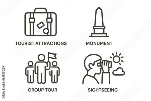 Tourist attractions and sightseeing concepts with monument and group tour symbolism