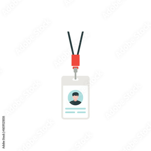 A white identification badge with a portrait of a person on a lanyard, symbolizing access and recognition.