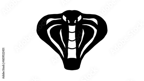 Stylized cobra with expanded hood and symmetrical design – Serpent power, Graphic tension, Symbolic vigilance, cobra, snake, reptile, abstract