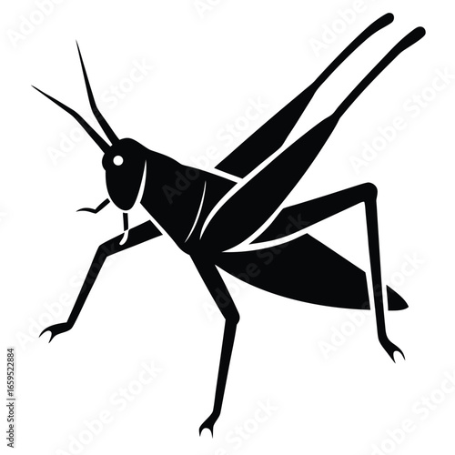 Vector illustration of a brown praying mantis insect silhouette isolated on a white background with a single antenna and long legs