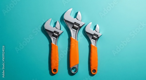 Wallpaper Mural Three adjustable wrenches with orange handles tool Torontodigital.ca