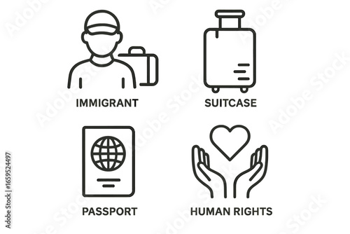 Immigrant journey: symbols of travel and human rights