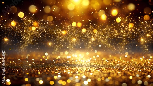 Golden Glittering Bokeh Background with Sparkling Light Effects for Celebrations and Events