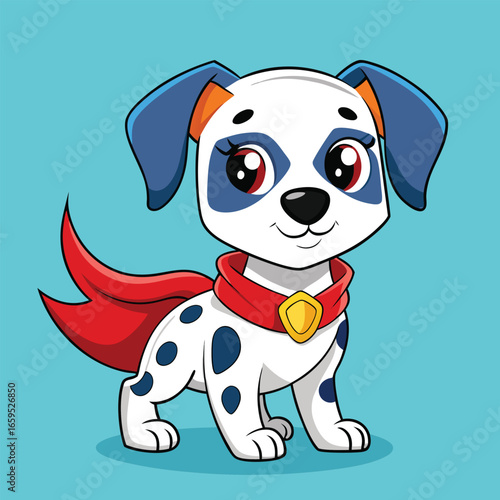 Cute Dalmatian Superhero Cartoon Character