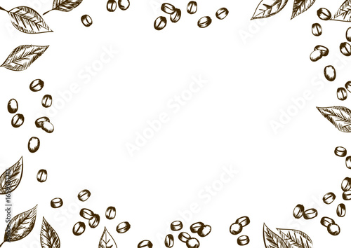 シンプル 手描きレトロコーヒー豆のフレーム Retro Cafe Series:Hand-Drawn Retro Coffee Beans Frame