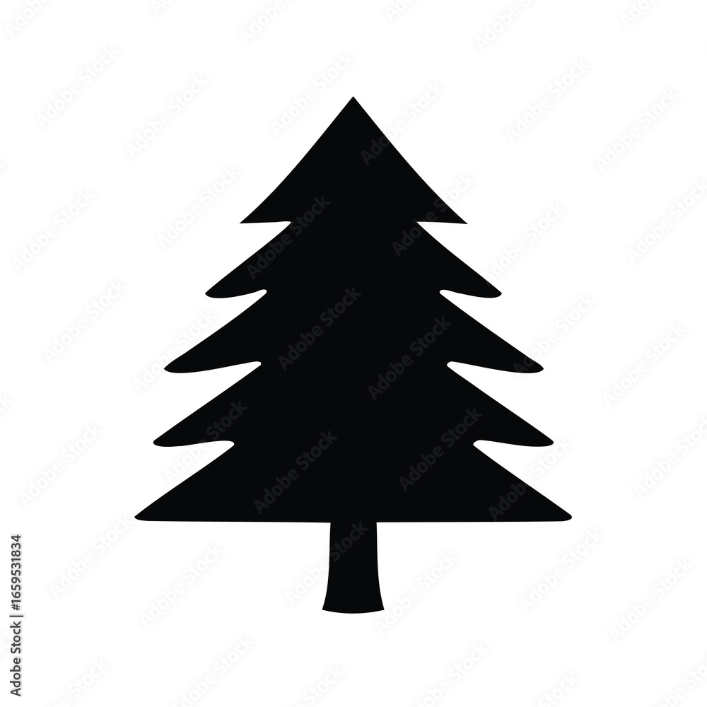 Fototapeta premium A simple black silhouette of a Christmas tree with four branches