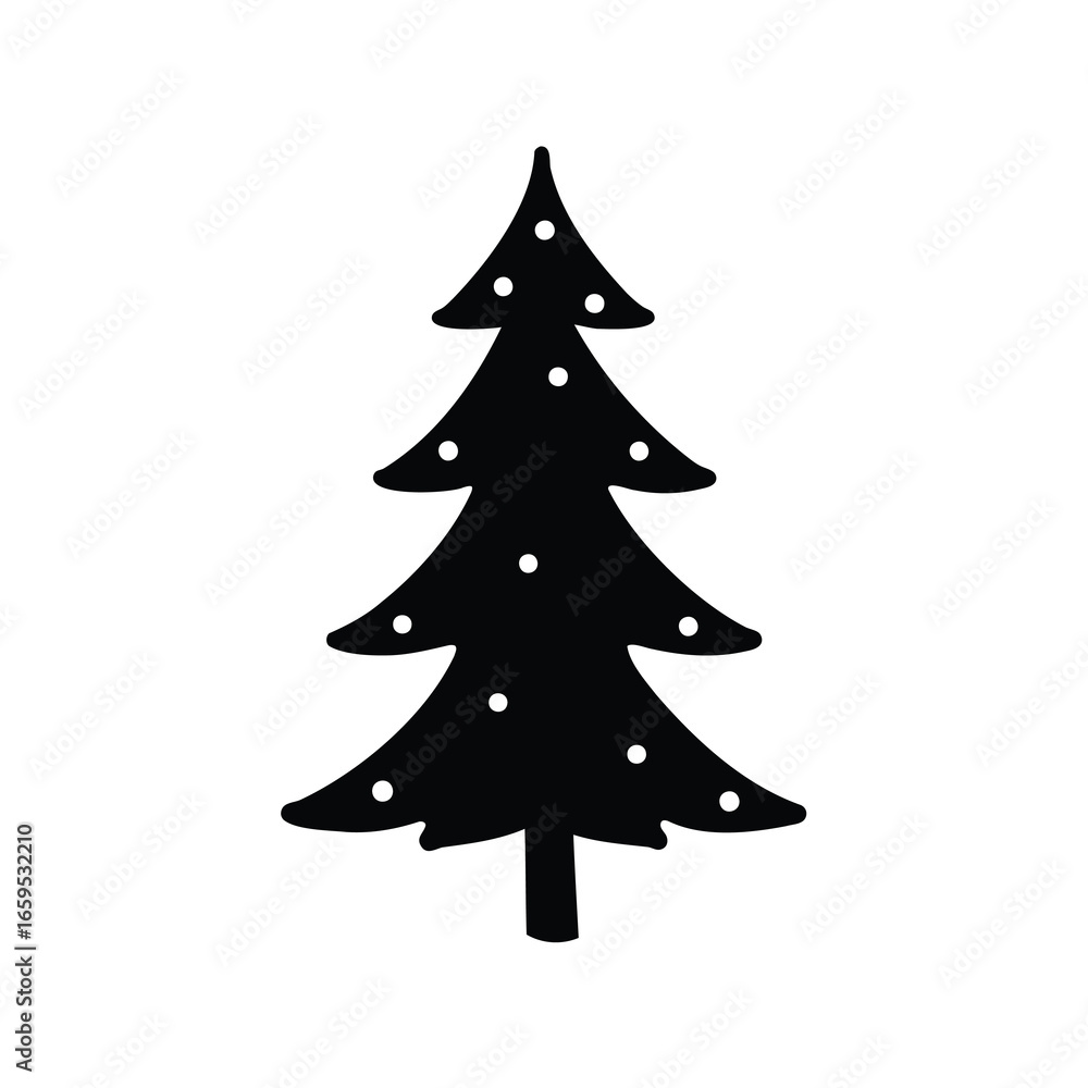 Fototapeta premium Stylized Christmas Tree Silhouette with White Ornaments for Holiday Greetings