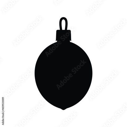 Simple silhouette of a festive Christmas tree ornament on a white background