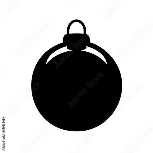 Silhouette of a spherical Christmas ornament with a loop for hanging