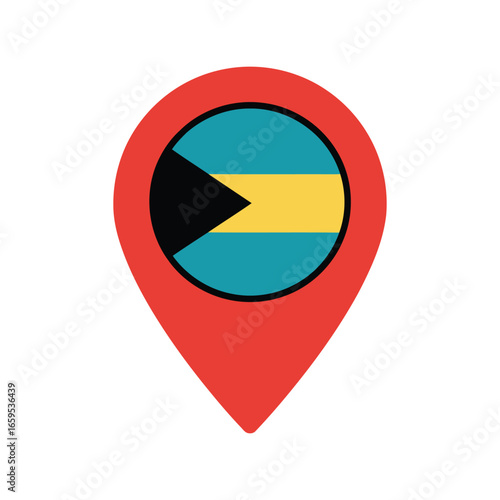 Free Download Bahamas flag location pin icon acknowledging the archipelago nation destination symbol vector - GFXLoad