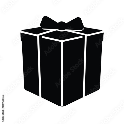 Black and white gift box tied with a ribbon for celebrations