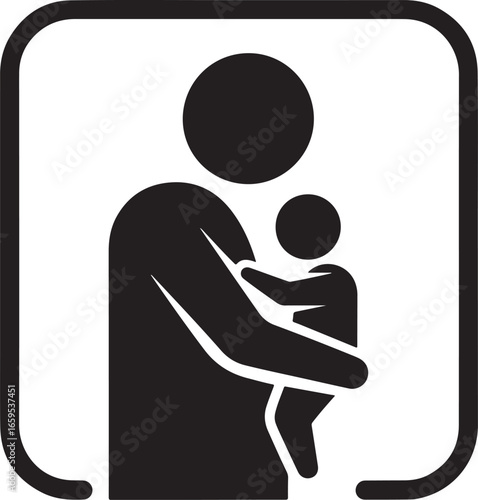 Parent Holding Baby Icon – Family Care Mother Father Child Symbol