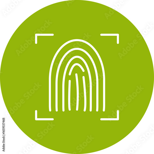 Fingerprint scan circle icon, fingerprint scan icon – biometric access, identity authentication & cyber security symbol