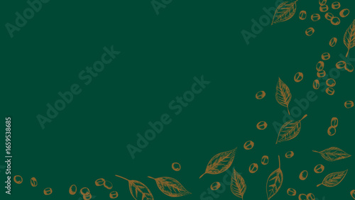 シンプル 手描きレトロコーヒー豆のフレーム（16:9） Retro Cafe Series:Hand-Drawn Retro Coffee Beans Frame