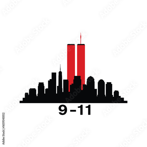 Remembering 9/11 a tribute to the twin towers and new york city skyline silhouette vector