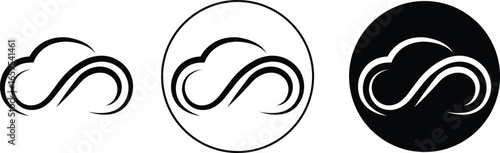 Wave icons set in flat styles. Collection and group of ocean symbols, water elements, sea signs, marine ripple, tide, current, surf design, flowing liquid abstract decoration vector.