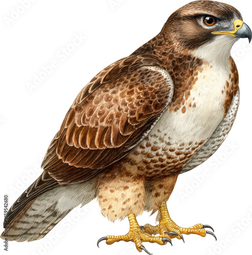 Majestic red tailed hawk perched beautifully detailed wildlife bird of prey photography Watercolor PNG