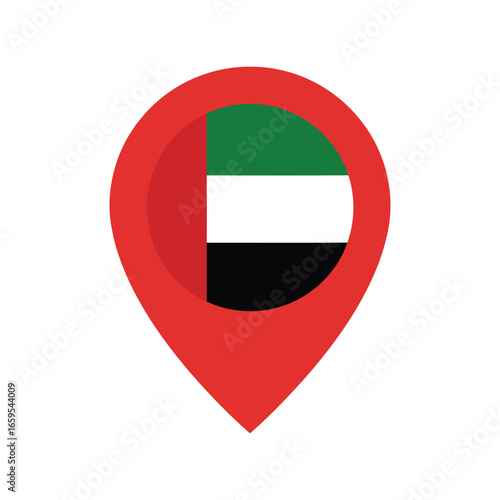 United arab emirates flag location pin marker for travel and navigation concept vector