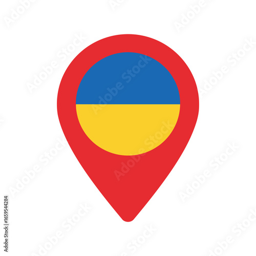 Free Download Ukrainian flag location pin symbol for navigation and travel destination on vector - GFXLoad