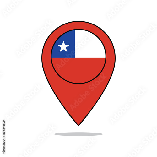 Chile flag location pin iconic symbol representation of traveling to south america and tourism vector