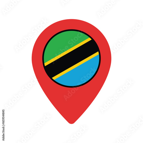 Free Download Tanzania flag location pin symbol expressing travel destination and national identity vector - GFXLoad