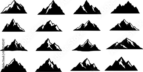 Stylized mountain peaks collection mountains silhouette
