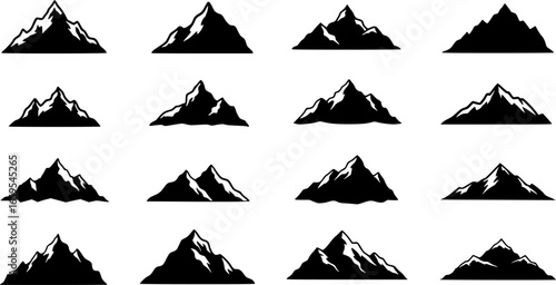 Stylized mountain peaks collection mountains silhouette
