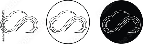 Wave icons set in line styles. Collection and group of ocean symbols, water elements, sea signs, marine ripple, tide, current, surf design, flowing liquid abstract decoration vector.