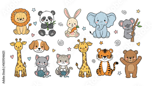 Animal Cartoon Collection: A whimsical collection of cute cartoon animals, each with its unique charm and personality, ready to bring joy.