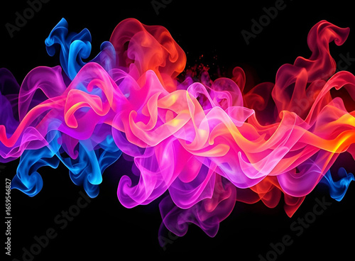 Vibrant Pink Blue and Purple Abstract Smoke Background
