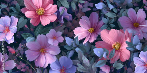 A purple and blue flower with a yellow center