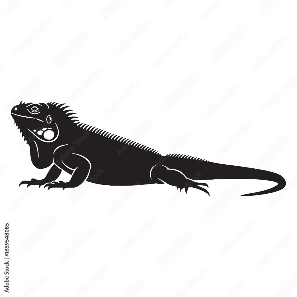 Fototapeta premium Iguana Silhouette Showing Tropical Creature Form – Iguana Vector Graphic for Elegant Artwork – Black Vector of Iguana