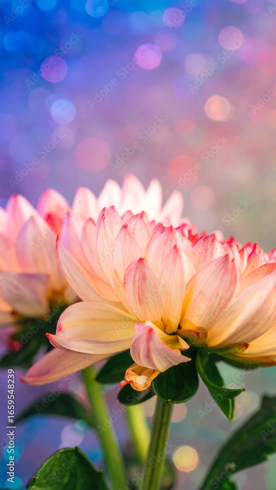 Delicate, pastel-hued dahlias against a dreamy bokeh background Delicate, pastel-hued dahlias against a dreamy bokeh background