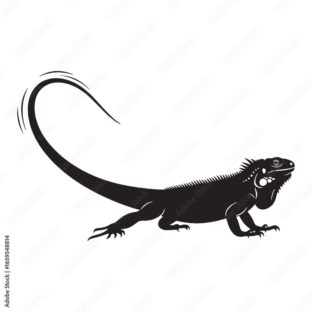 Fototapeta premium Iguana Silhouette Featuring Iconic Crest Shape – Iguana Vector Design for Print and Digital – Black Vector of Iguana
