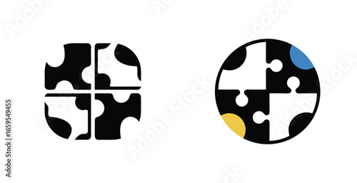 3d interactive country puzzle map Vector logotype design
