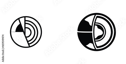 3d cutaway diagram of earths layers showing inner side of soil layers vector logotype design