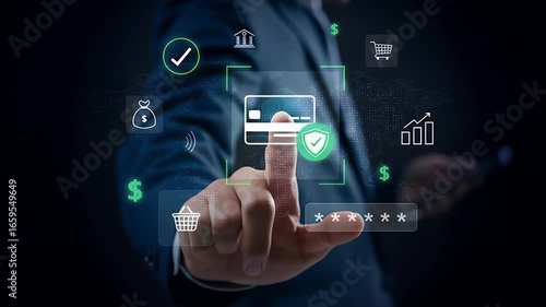 Wallpaper Mural Person interacting with digital financial interface Torontodigital.ca